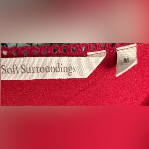 Soft Surroundings Besito Blouse red polka dot bell sleeve sz M - Picture 7 of 15